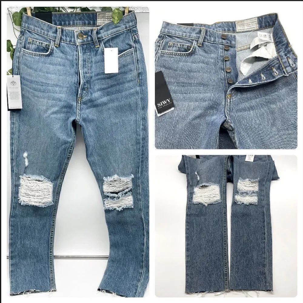 SIWY 5Button Distressed Raw Hem Jeans SIZE 25 NWT